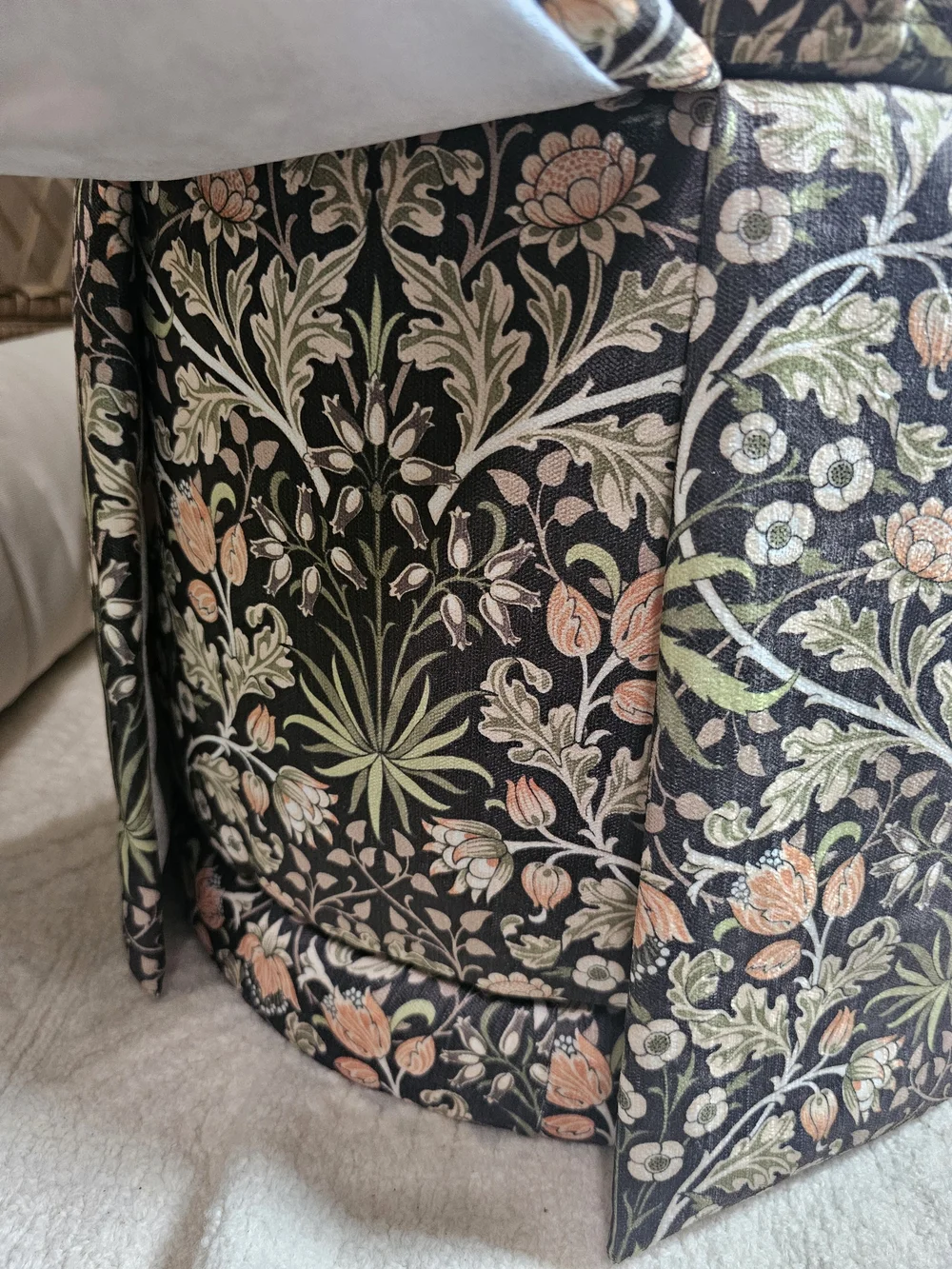 Morris & Co HYACINTH swivel and Storage Ottoman with Lid Floral